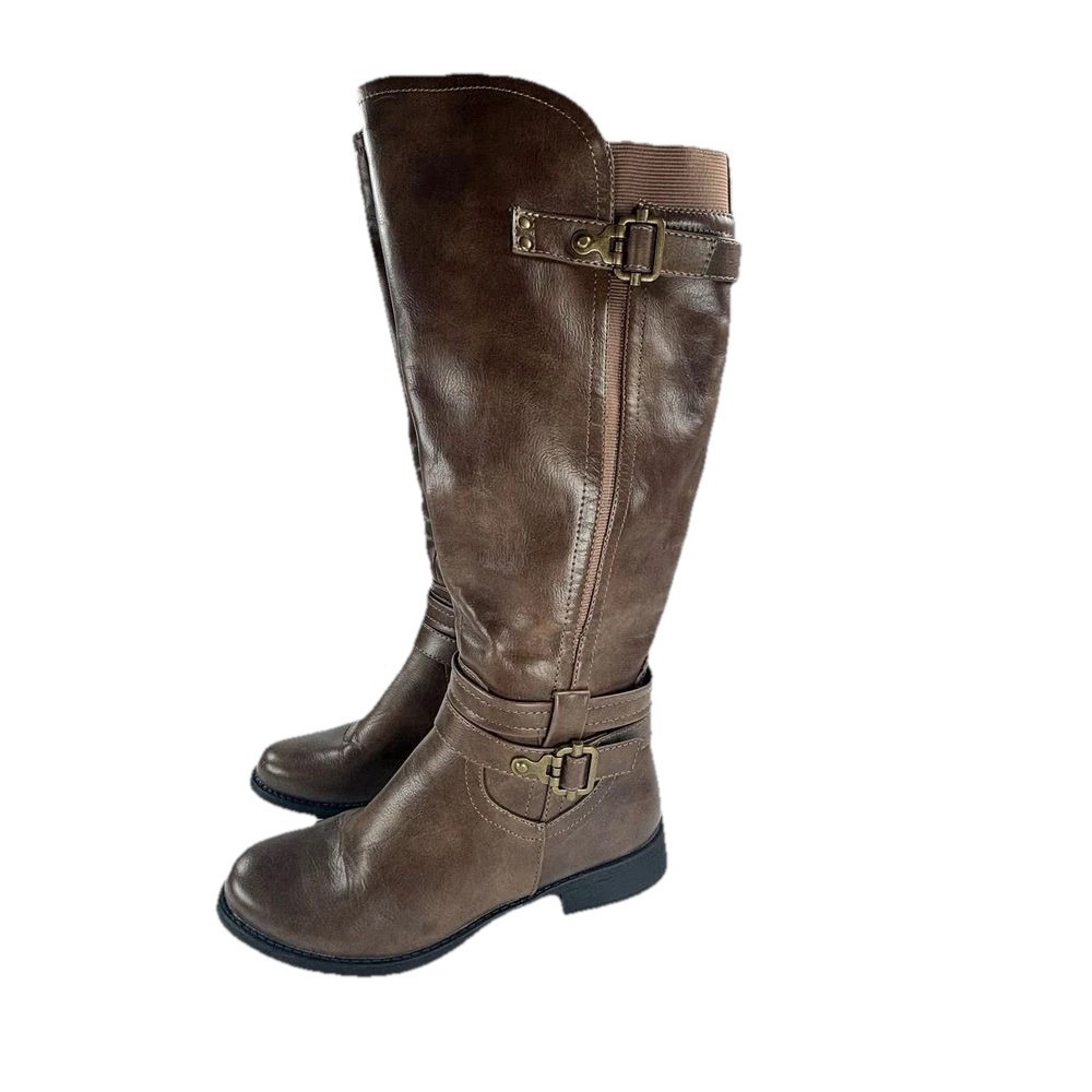 Riding Boots‎ Brown Leather Knee High Womens 7 Equestrian Moto Western